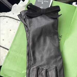 Kate spade Black Leather Gloves with Bow